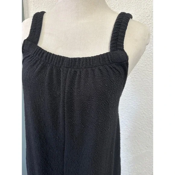 Sundays by We Are Sundays Black Textured Crepe Wide Leg Jumpsuit Small Relaxed - Picture 3 of 8